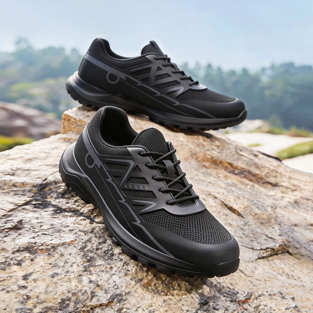 8CM / 3.15 Inches CMR CHAMARIPA Men's Hidden Heel Shoes | Black Mesh Elevator Sneakers