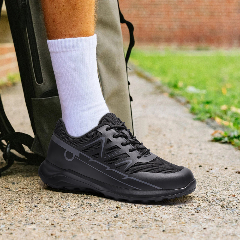 8CM / 3.15 Inches CMR CHAMARIPA Men's Hidden Heel Shoes | Black Mesh Elevator Sneakers
