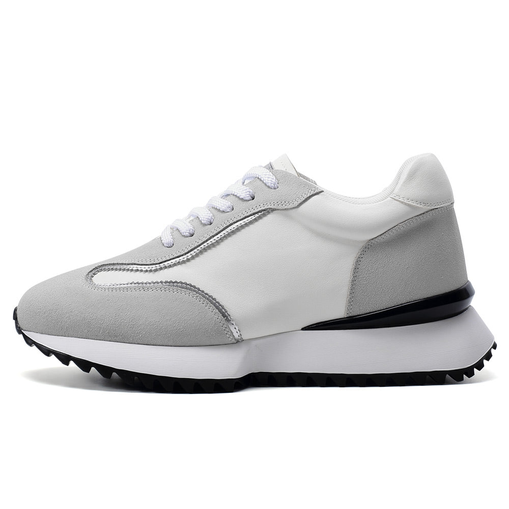 8 CM/3.15 Inches CMR CHAMARIPA Men’s Off-White Cowhide & Suede High-Heel Casual Shoes