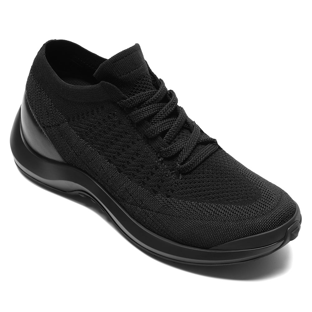 7 CM / 2.76 Inches CMR CHAMARIPA Men's Elevator Sneakers | Black Knit Breathable Sneakers