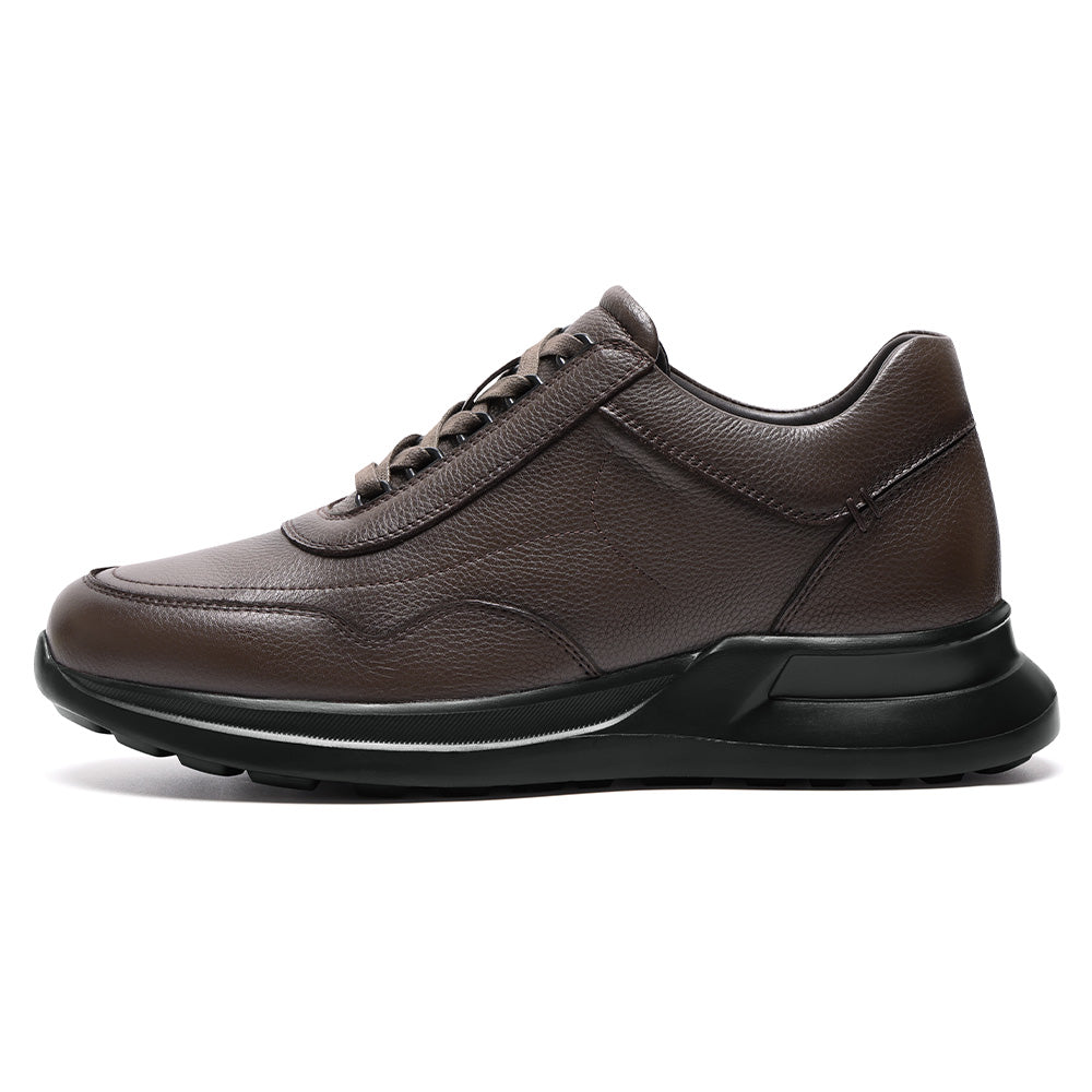 8CM / 3.15 Inches CMR CHAMARIPA Men's Height Increasing Shoes | Coffee Leather Casual Elevator Sneakers