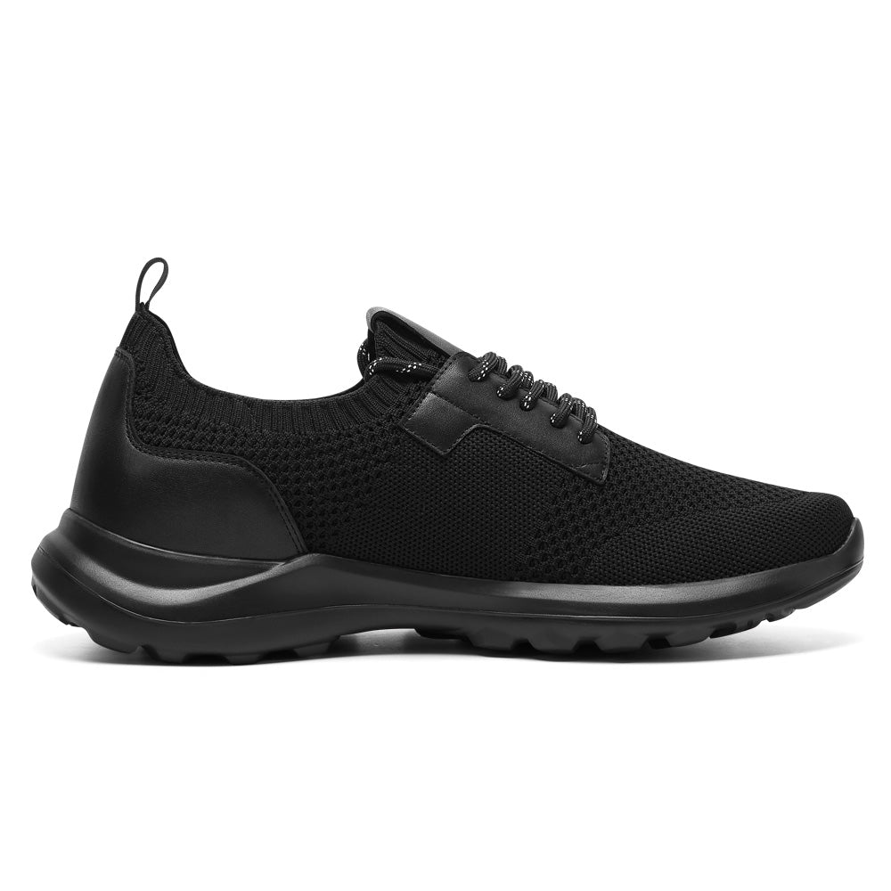 7CM / 2.76 Inches CMR CHAMARIPA Men's Invisible Height Increase Shoes | Black Knit Casual Sports Shoes