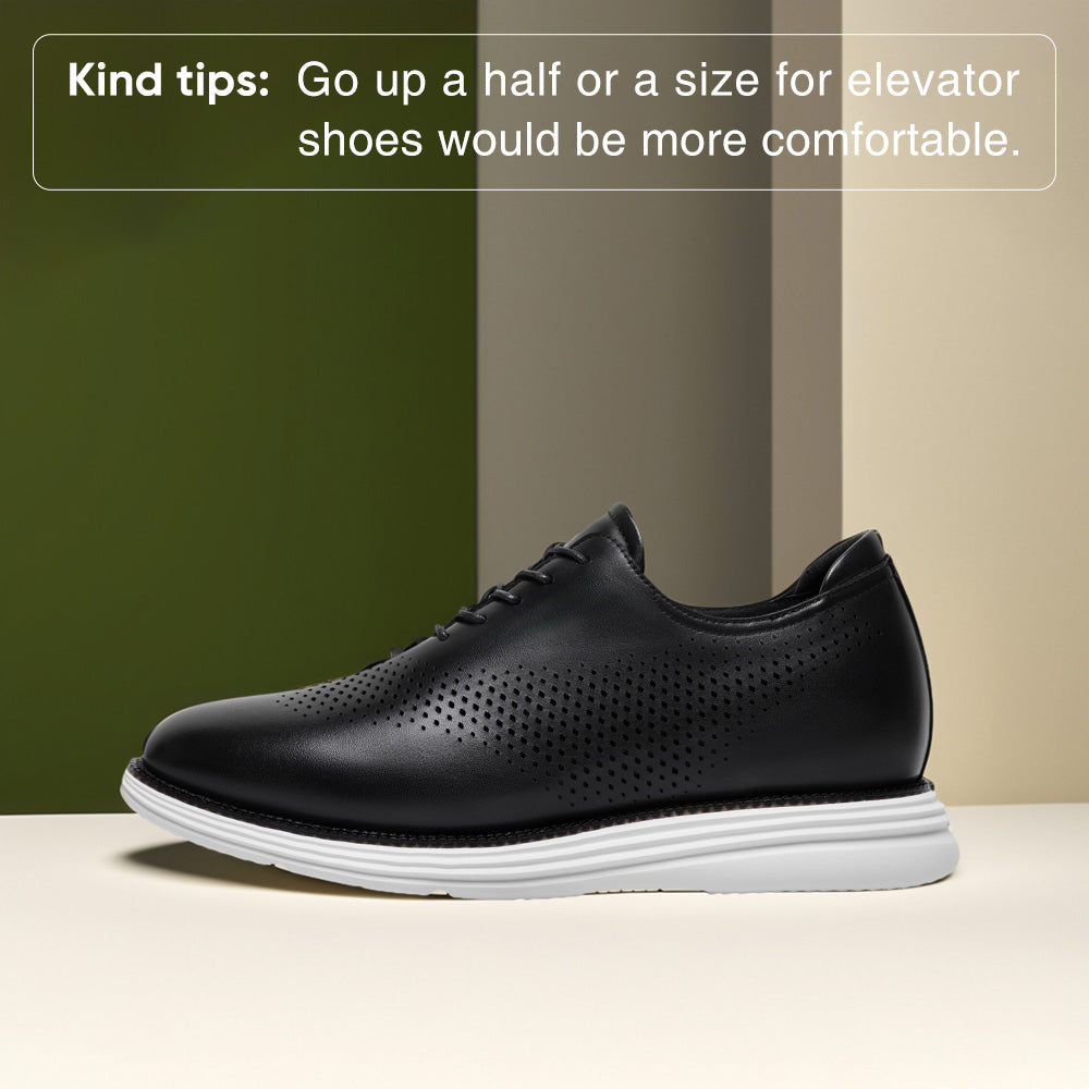 7CM / 2.76 Inches CMR CHAMARIPA Men's Elevator Height Increasing Shoes | Black Leather Business Casual Oxford