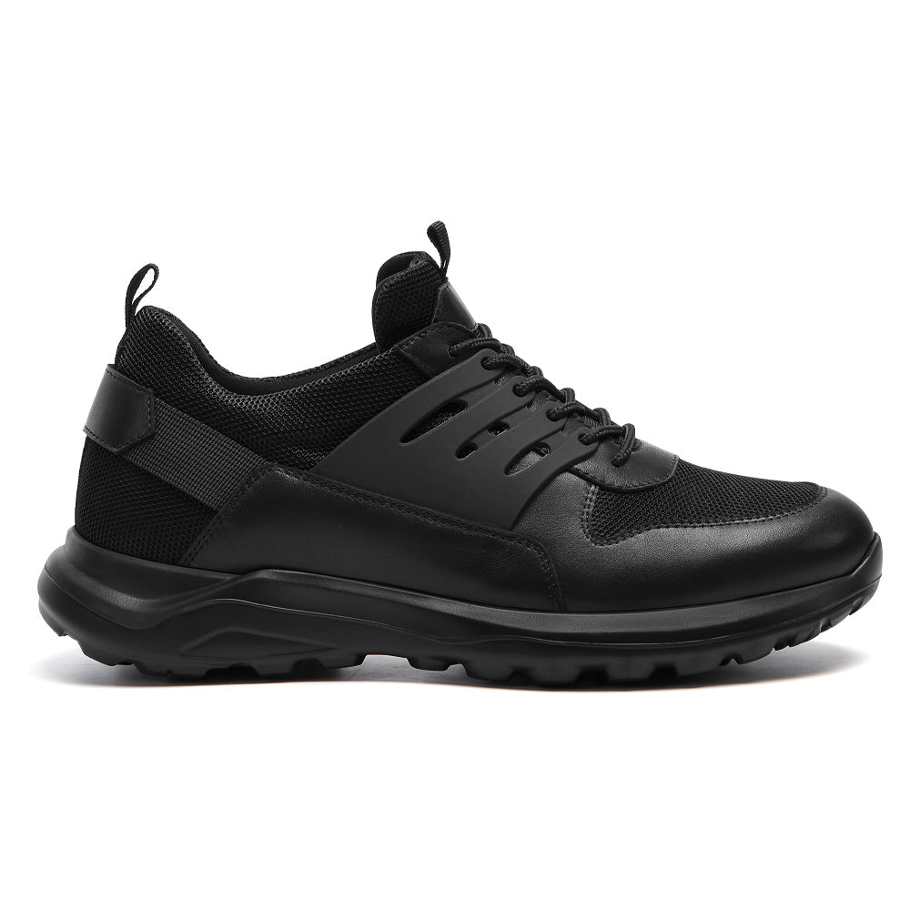 7CM / 2.76 Inches CMR CHAMARIPA Elevator Sneakers For Men - Black Breathable Knit Raised Shoes