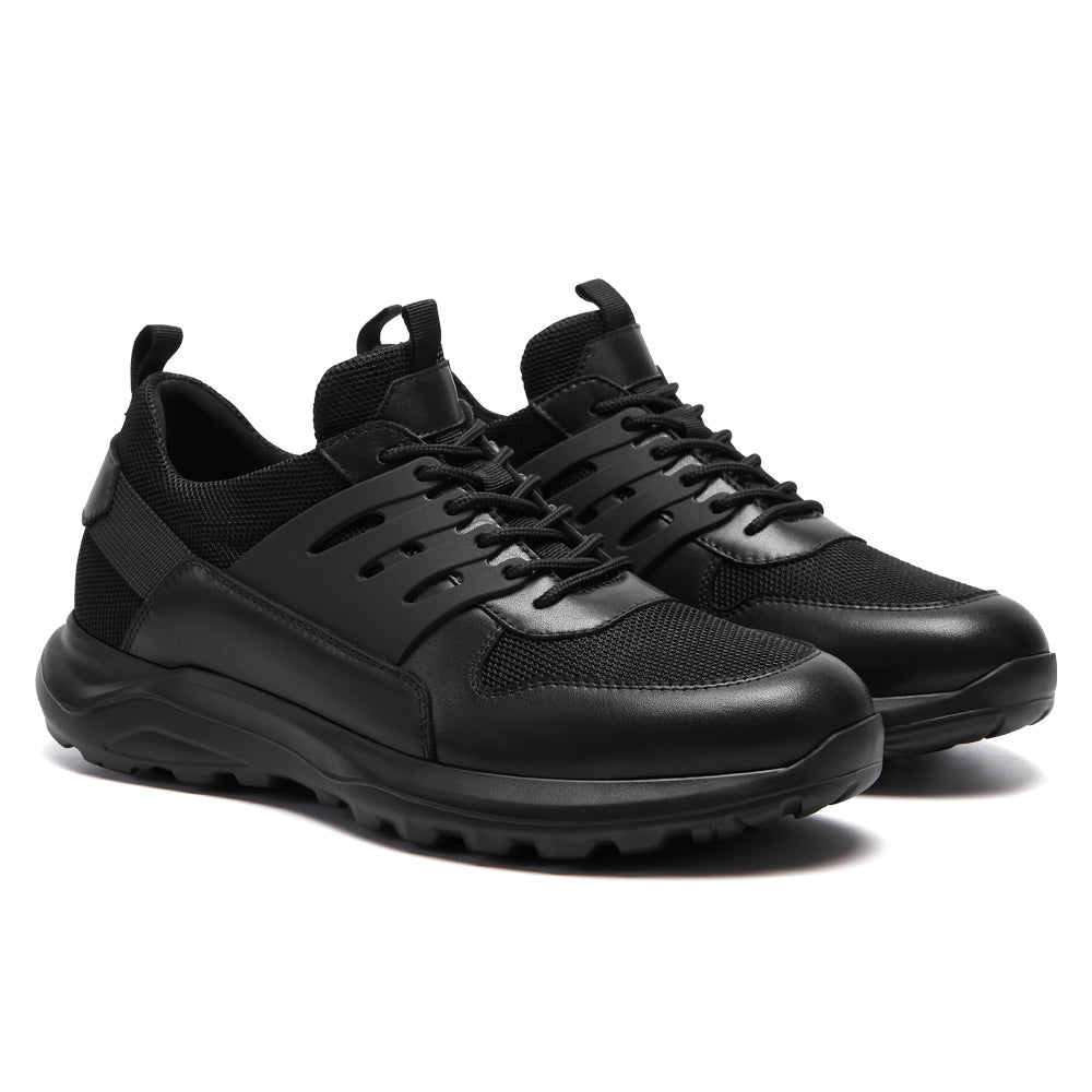 7CM / 2.76 Inches CMR CHAMARIPA Elevator Sneakers For Men - Black Breathable Knit Raised Shoes