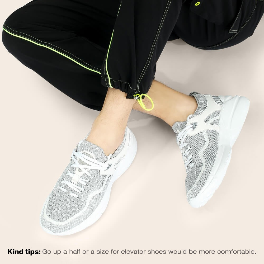 7CM / 2.76 Inches CMR CHAMARIPA Elevate Your Style with  Lightweight Gray Knit Sneakers