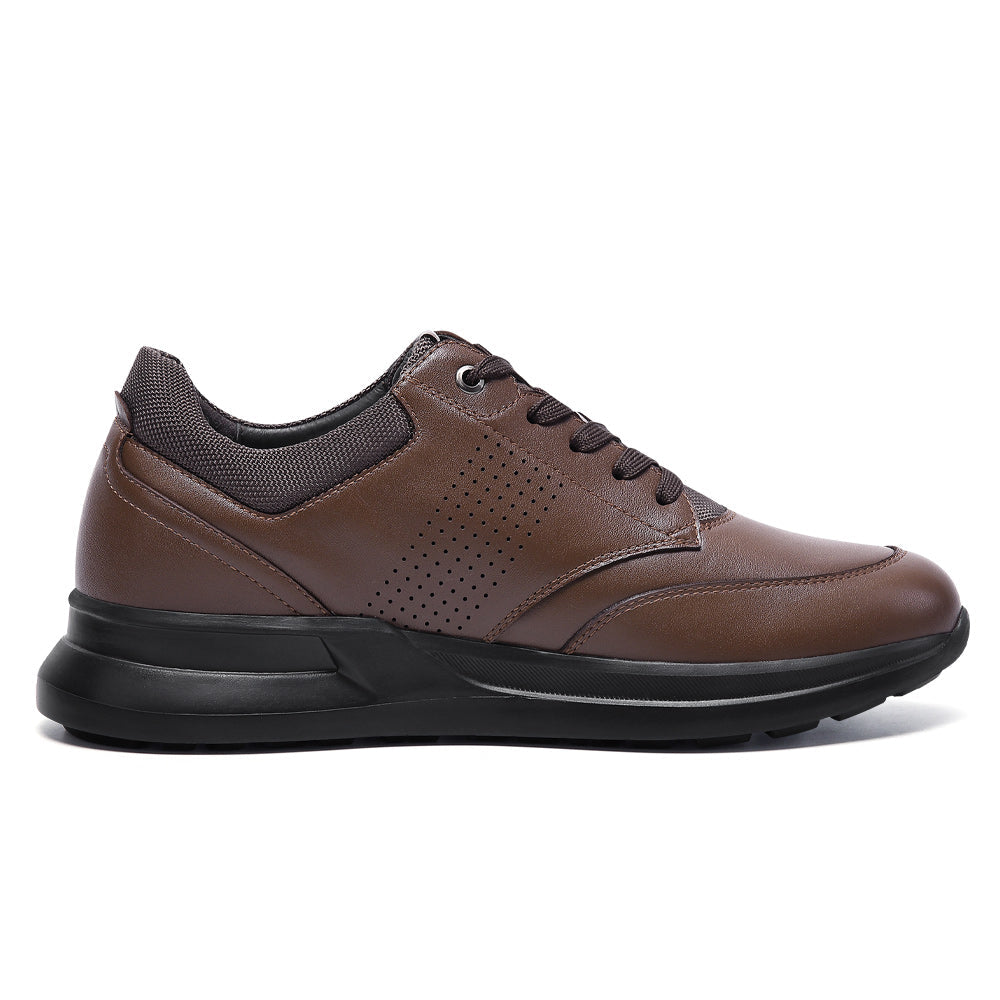 7CM / 2.76 Inches CMR CHAMARIPA Men's Height Increasing Shoes - Red Brown Leather Casual Shoes