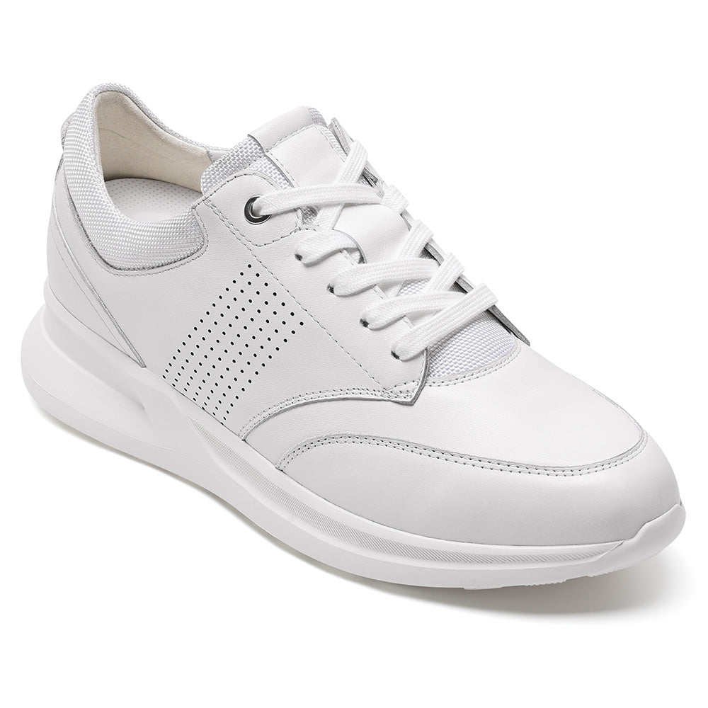 7CM / 2.76 Inches CMR CHAMARIPA Height Increasing Shoes For Men | White Leather Casual Sneakers
