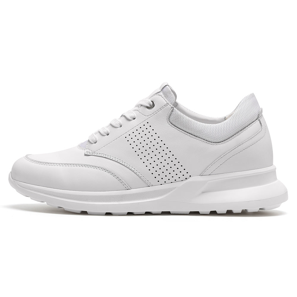 7CM / 2.76 Inches CMR CHAMARIPA Height Increasing Shoes For Men | White Leather Casual Sneakers