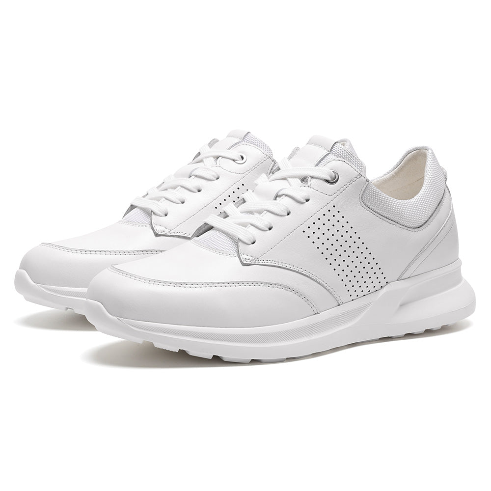 7CM / 2.76 Inches CMR CHAMARIPA Height Increasing Shoes For Men | White Leather Casual Sneakers