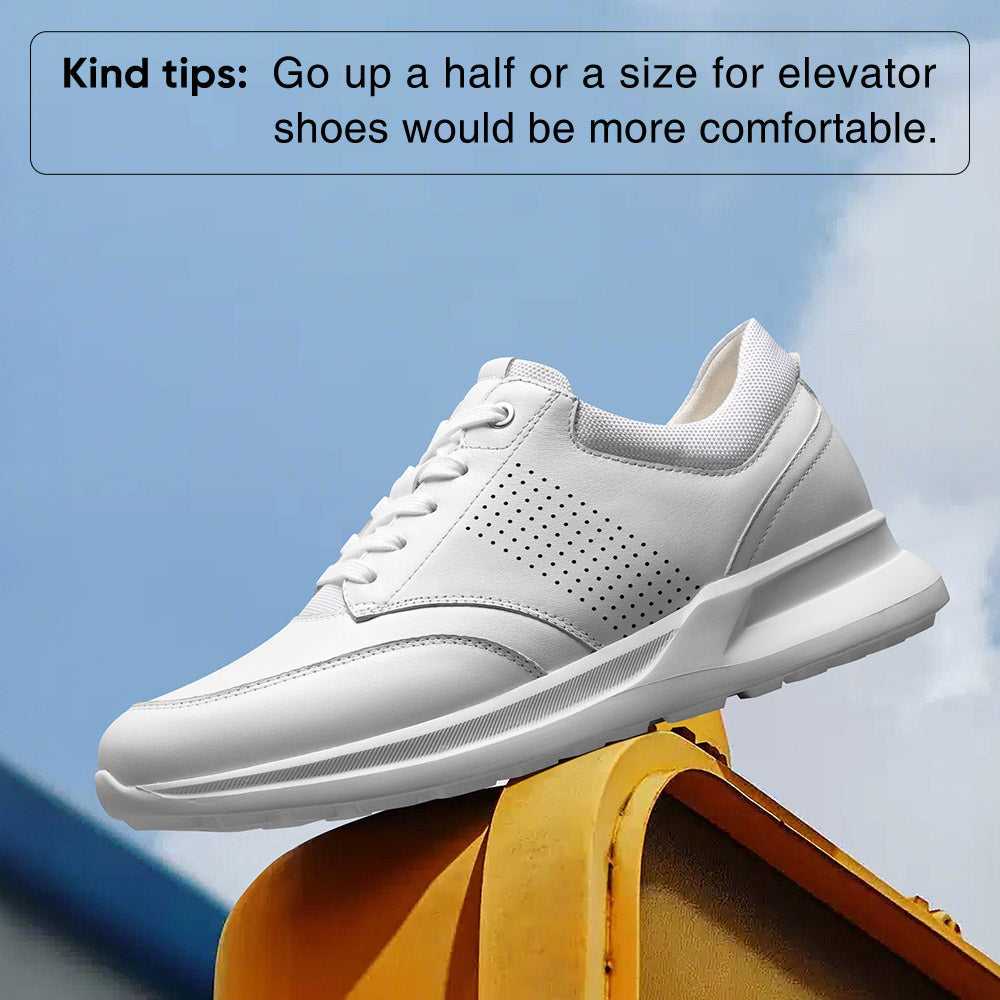 7CM / 2.76 Inches CMR CHAMARIPA Height Increasing Shoes For Men | White Leather Casual Sneakers