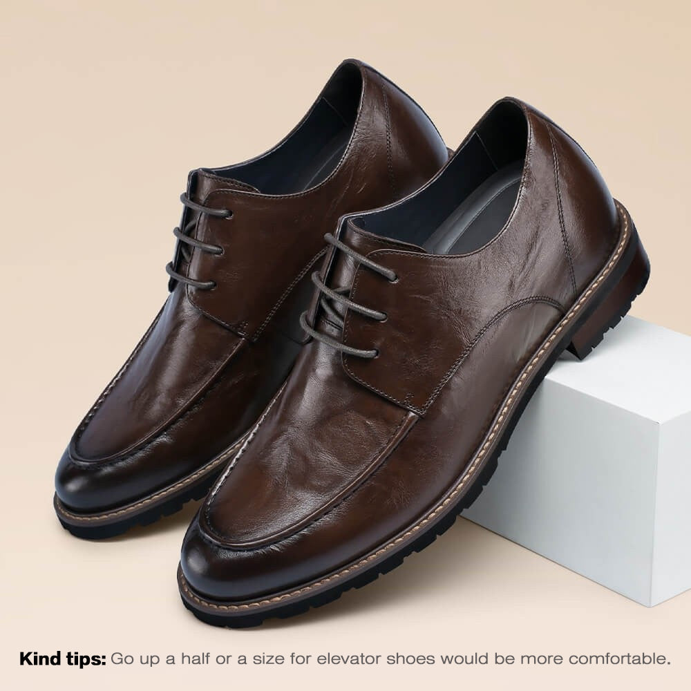 7 CM / 2.76 Inches CMR CHAMARIPA Height Increasing Shoes -  Coffee Derby Dress Shoes
