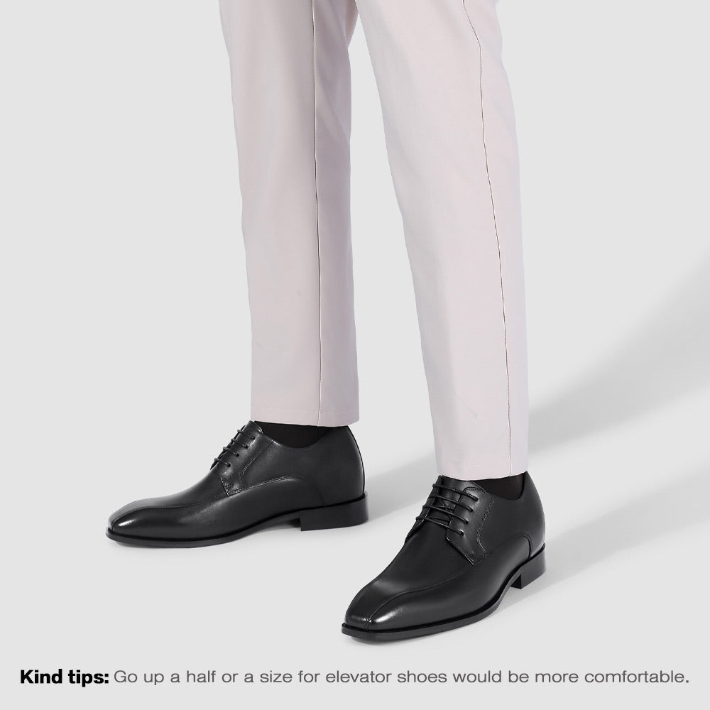 7 CM/2.76 Inches CMR CHAMARIPA Black Calfskin Derby Shoes