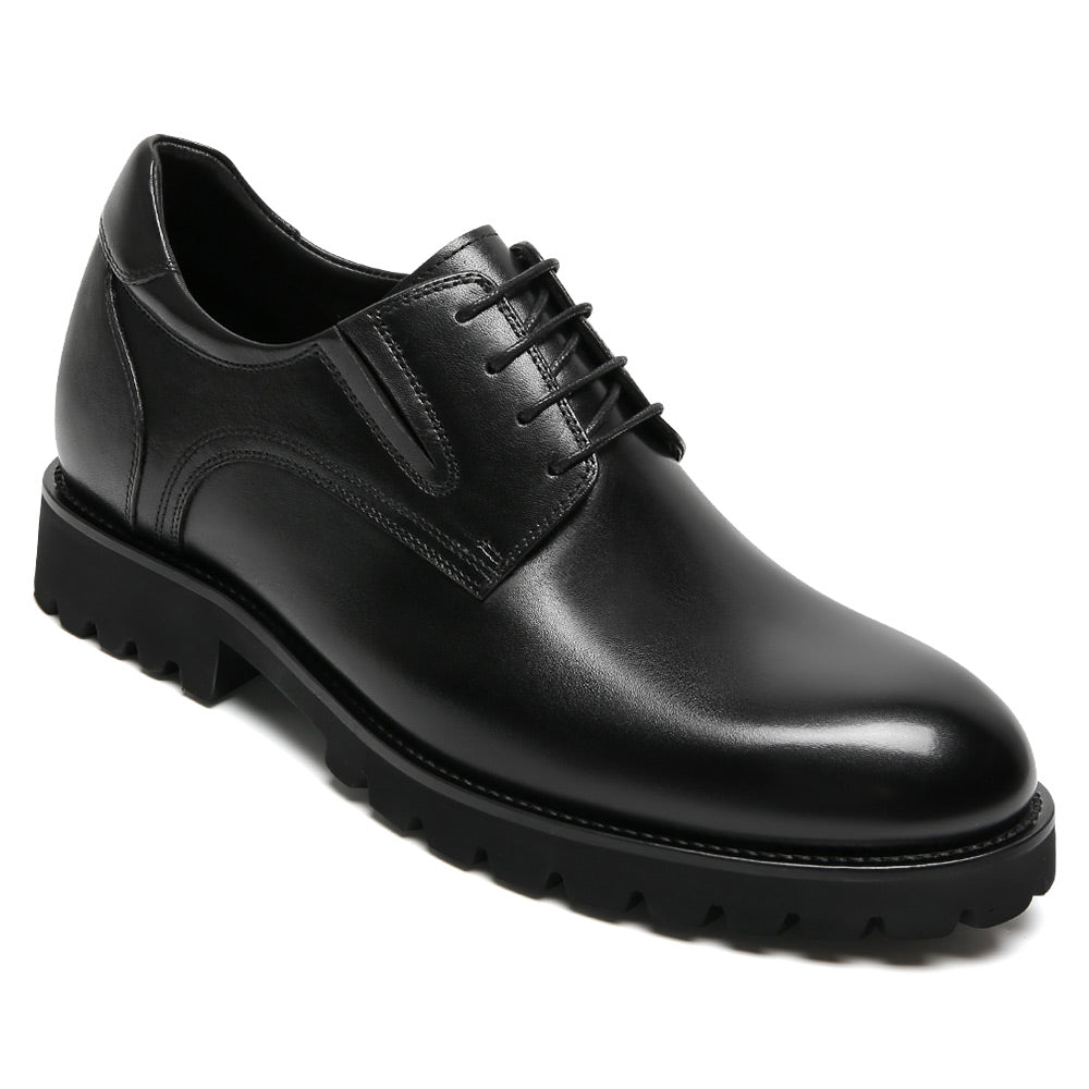 8 CM/3.15 Inches CMR CHAMARIPA Men’s Black Leather Elevator Derby Shoes