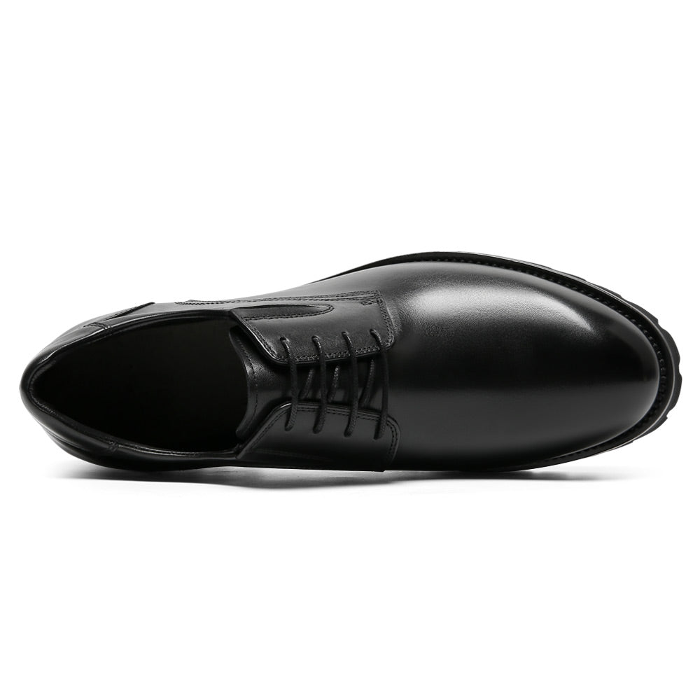 8 CM/3.15 Inches CMR CHAMARIPA Men’s Black Leather Elevator Derby Shoes