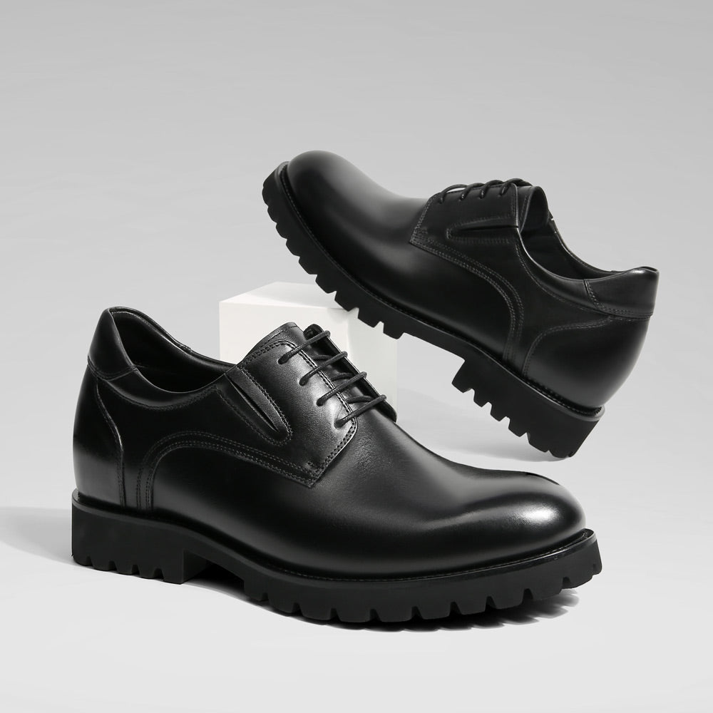 8 CM/3.15 Inches CMR CHAMARIPA Men’s Black Leather Elevator Derby Shoes