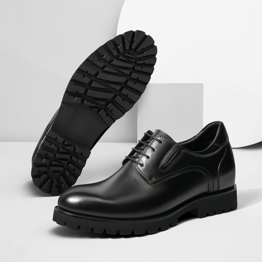 8 CM/3.15 Inches CMR CHAMARIPA Men’s Black Leather Elevator Derby Shoes