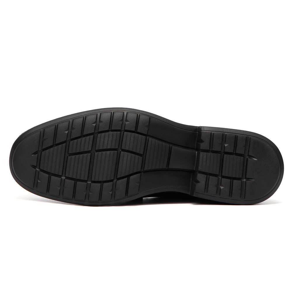 7 CM/2.76 Inches CMR CHAMARIPA Men's 7cm Hidden Elevator Loafers - Instant Height Boost in Premium Black Leather