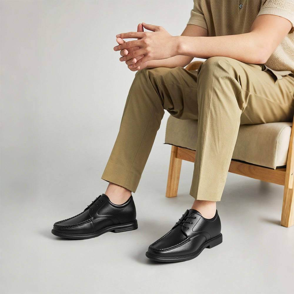 7 CM/2.76 Inches CMR CHAMARIPA Men's 7cm Hidden Elevator Loafers - Instant Height Boost in Premium Black Leather