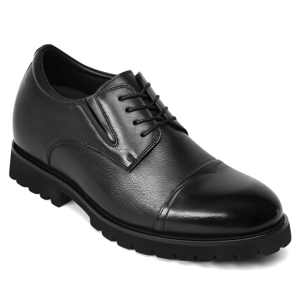 8CM / 3.15 Inches CMR CHAMARIPA Men's Height Increasing Formal Shoes | Black Leather Business Derby Shoes