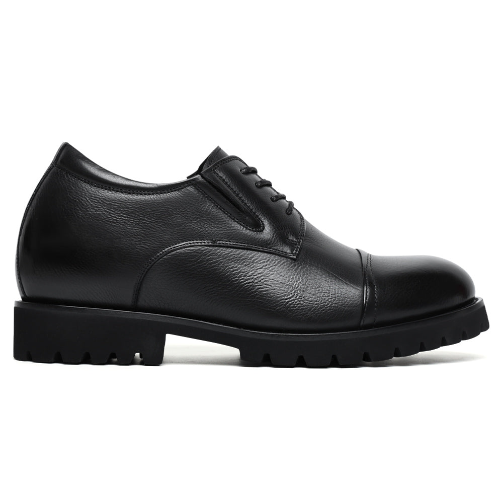 8CM / 3.15 Inches CMR CHAMARIPA Men's Height Increasing Formal Shoes | Black Leather Business Derby Shoes