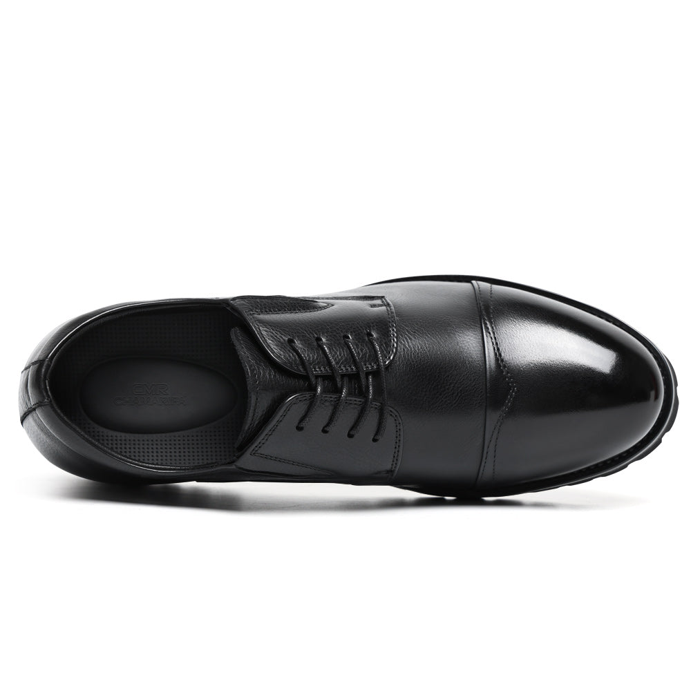 8CM / 3.15 Inches CMR CHAMARIPA Men's Height Increasing Formal Shoes | Black Leather Business Derby Shoes