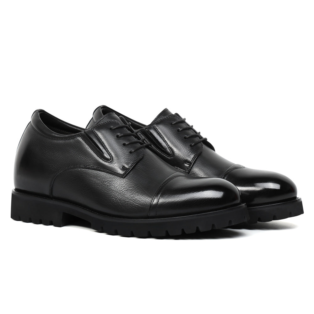 8CM / 3.15 Inches CMR CHAMARIPA Men's Height Increasing Formal Shoes | Black Leather Business Derby Shoes