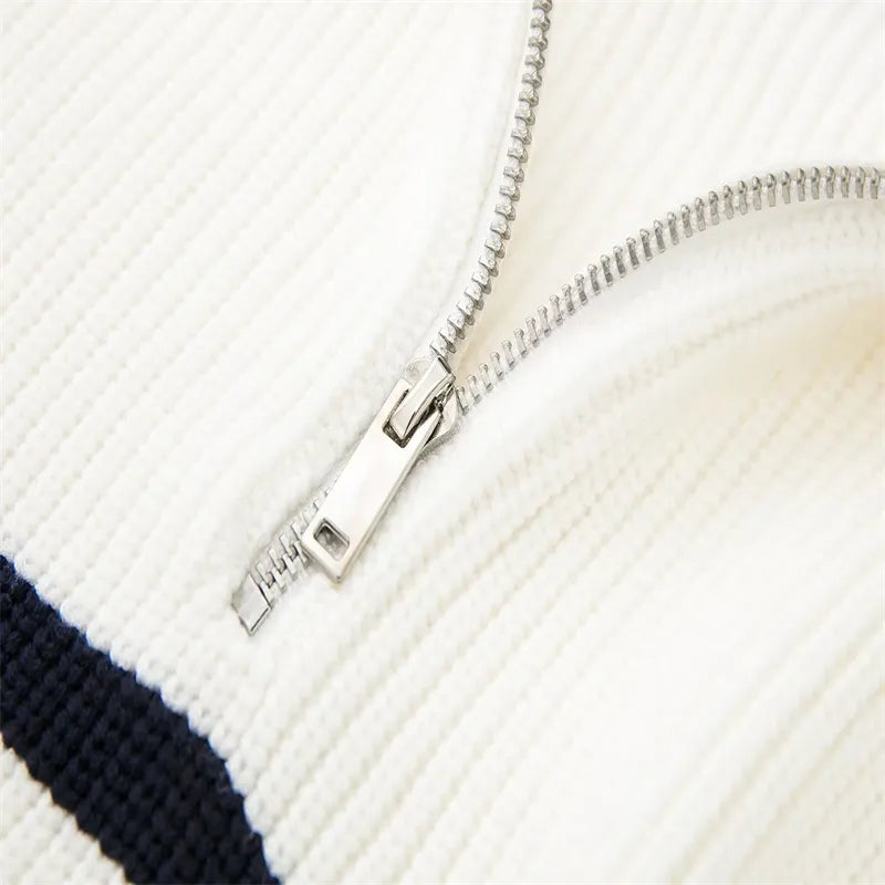 Cavallo Striped Zip Up Sweater