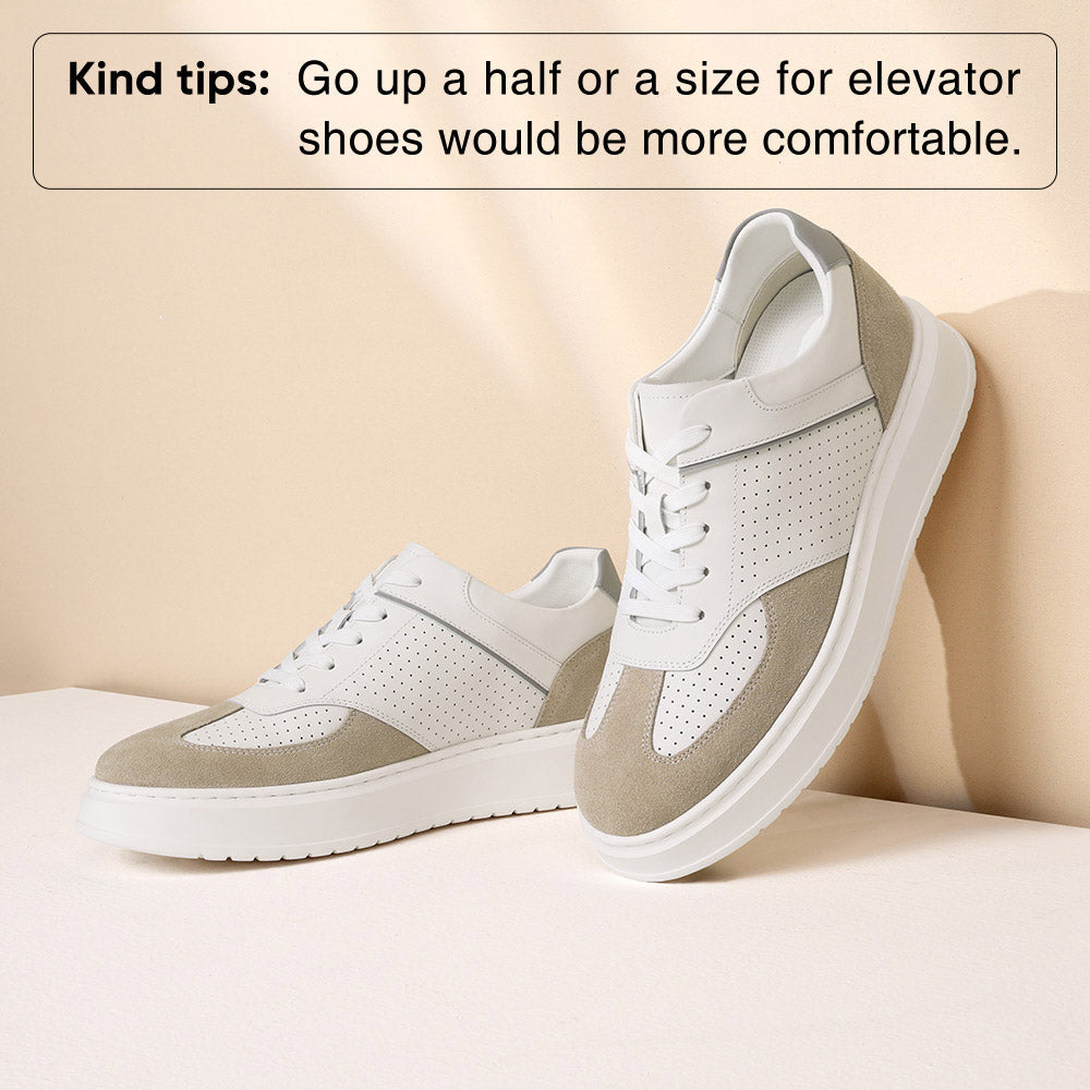7 CM / 2.76 Inches CMR CHAMARIPA Elevator Sneakers For Men | White Leather GAT-Style Sneakers