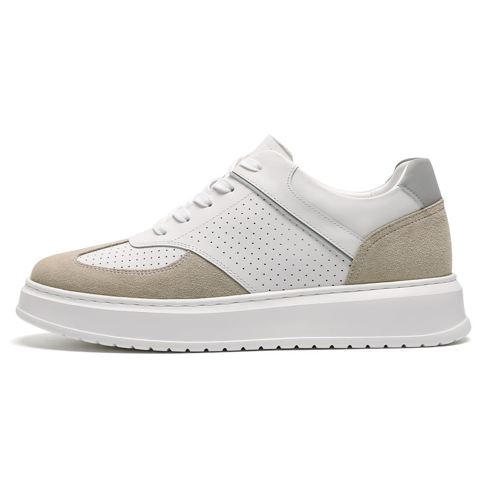 7 CM / 2.76 Inches CMR CHAMARIPA Elevator Sneakers For Men | White Leather GAT-Style Sneakers