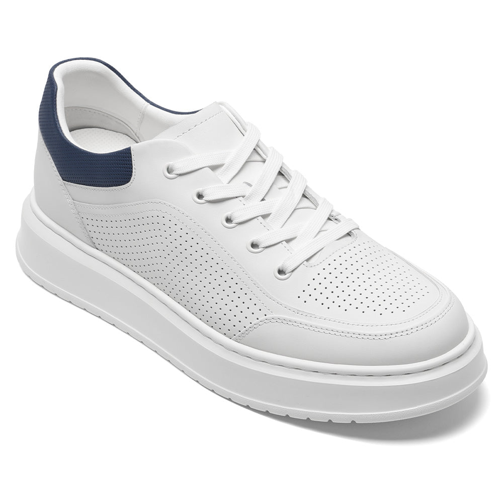 7 CM / 2.76 Inches CMR CHAMARIPA Height Increasing Sneakers Men | White Leather Breathable Sneakers