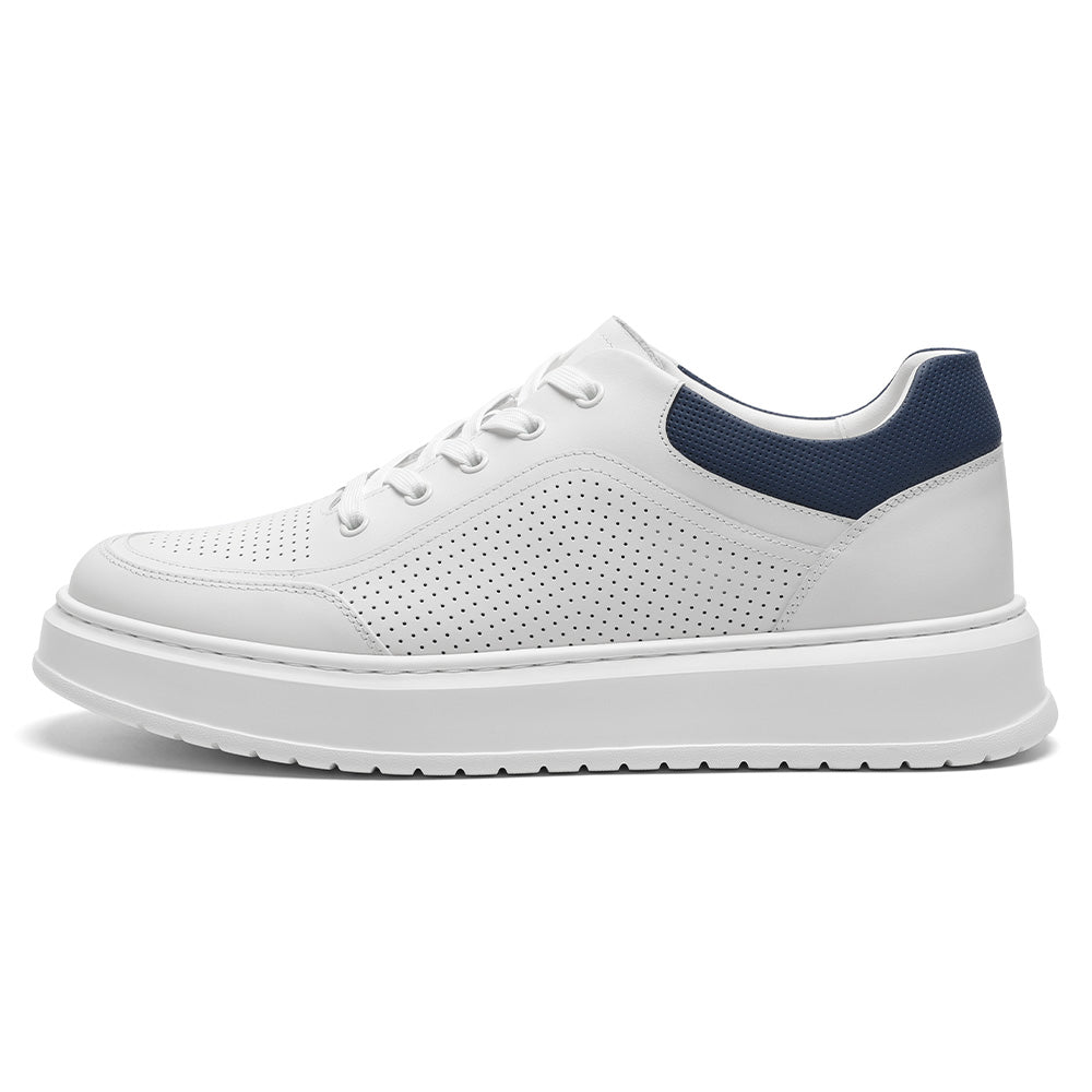 7 CM / 2.76 Inches CMR CHAMARIPA Height Increasing Sneakers Men | White Leather Breathable Sneakers
