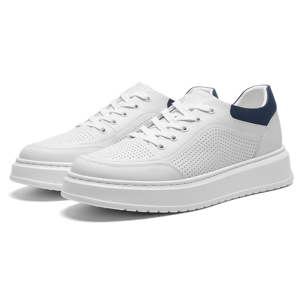 7 CM / 2.76 Inches CMR CHAMARIPA Height Increasing Sneakers Men | White Leather Breathable Sneakers