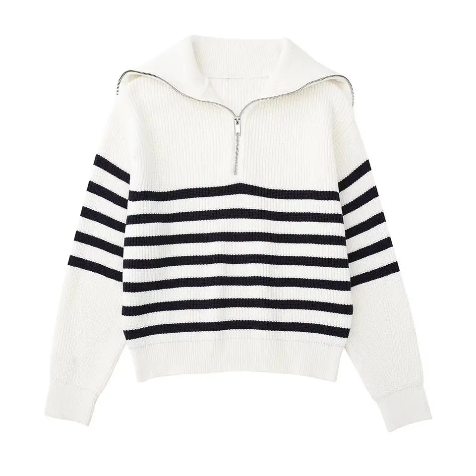 Cavallo Striped Zip Up Sweater