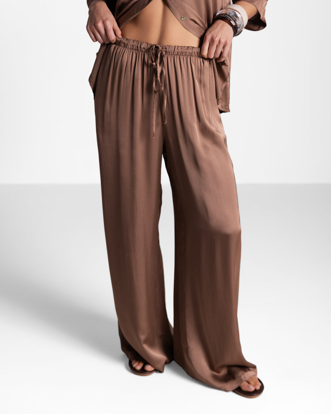 Nora Drawstring Satin Pants | Maple