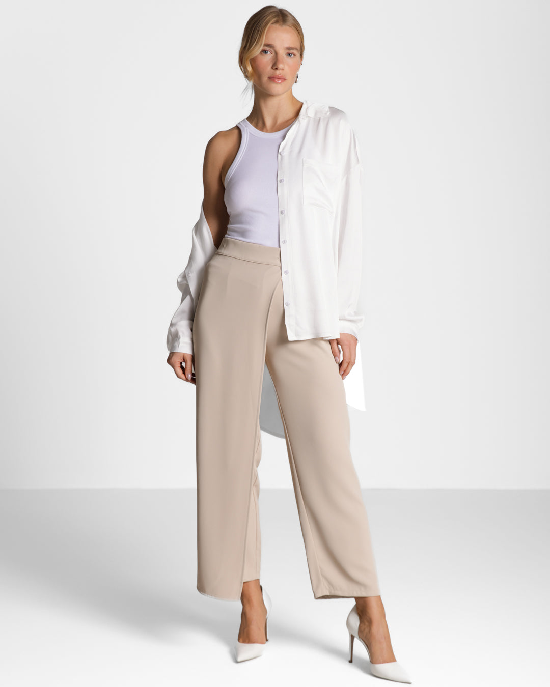 Kailin Satin Shirt | White