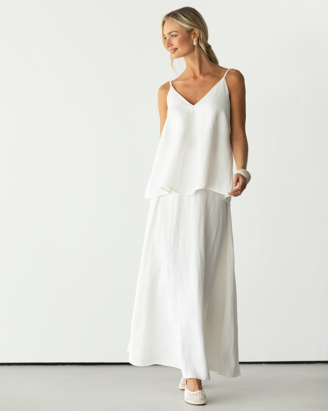 Willa Elastic Waist Skirt | White