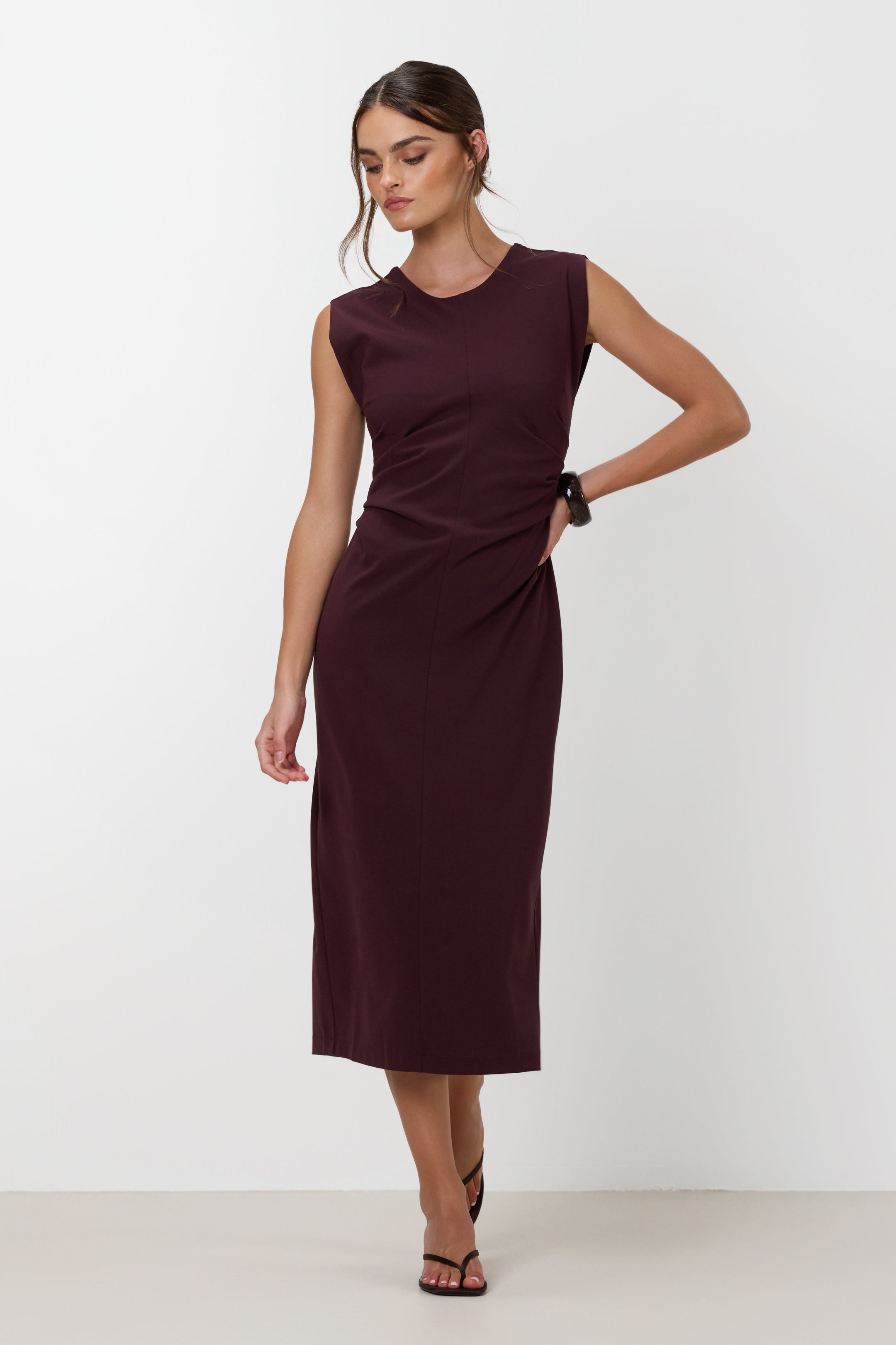 Neve Ruched Dress | Burgundy