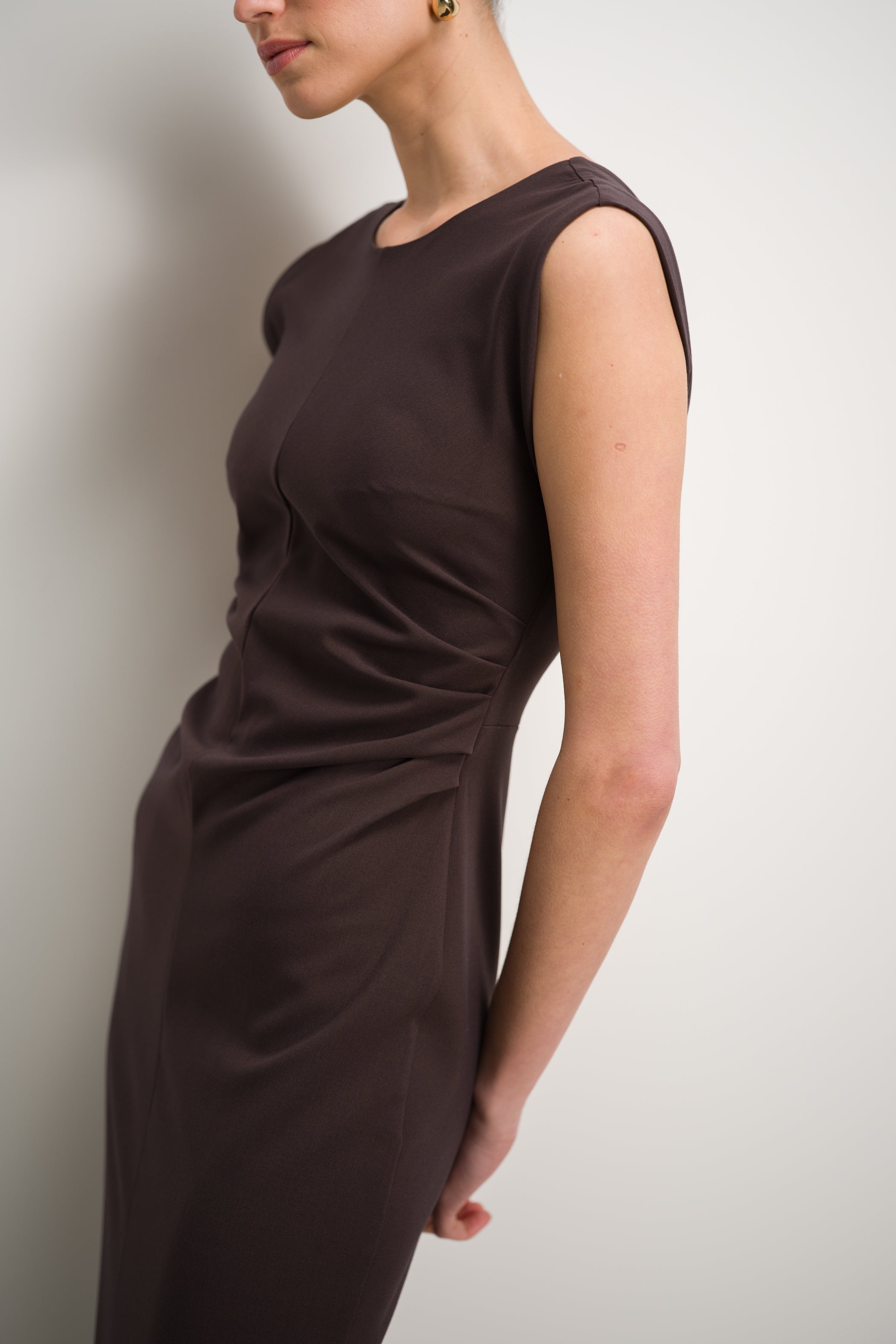 Neve Ruched Dress | Espresso Brown