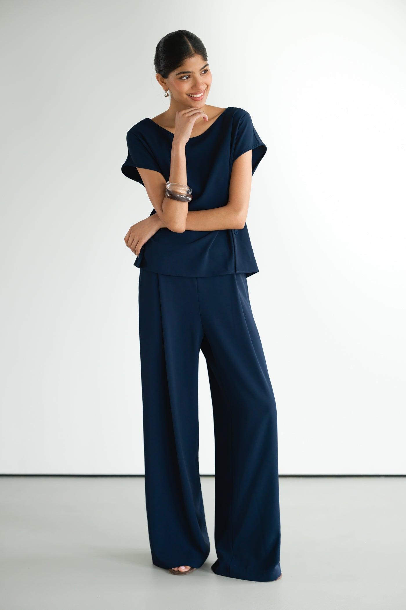 Blanchett Button Top | Navy