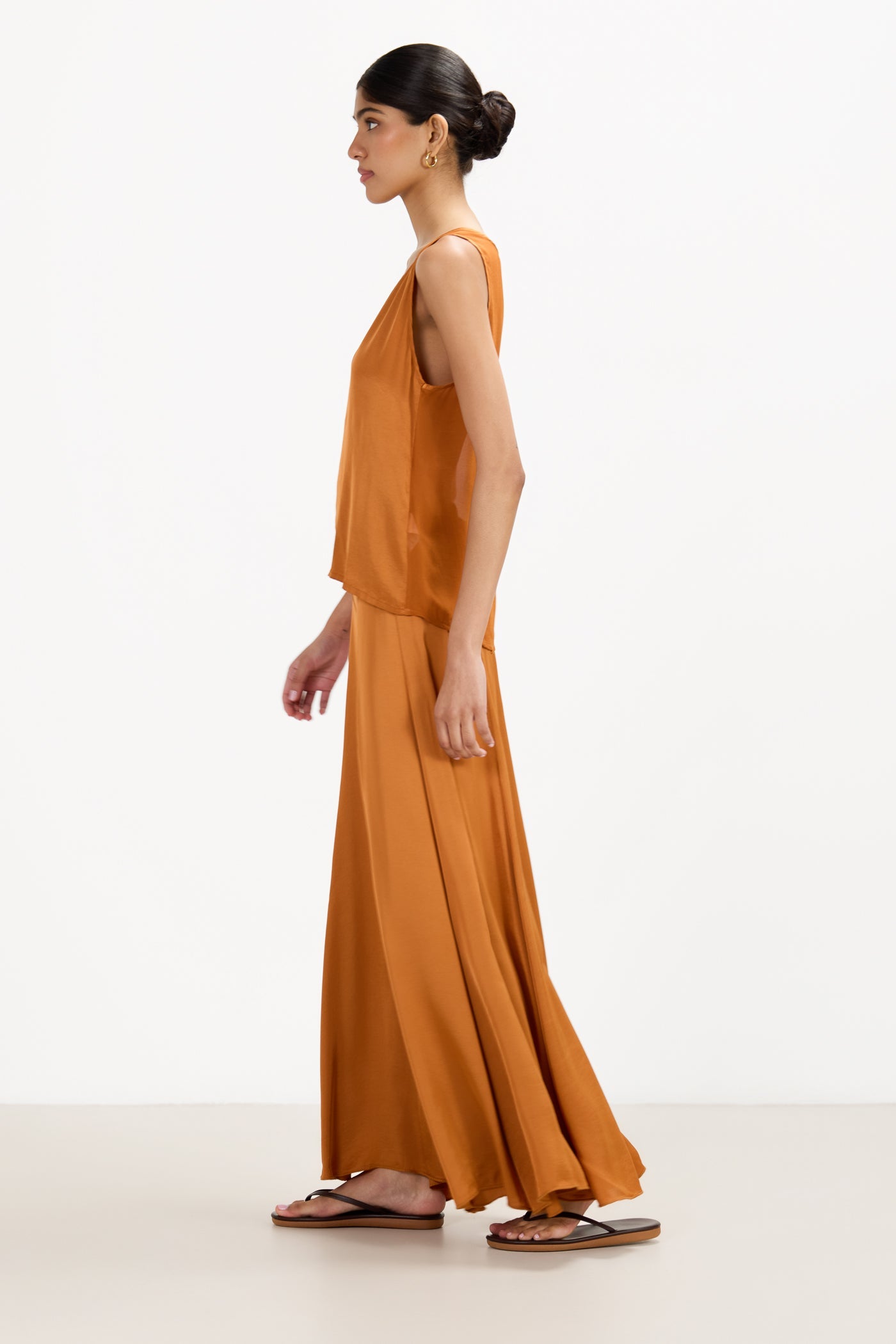 Gigi Satin Trousers | Sunset Orange
