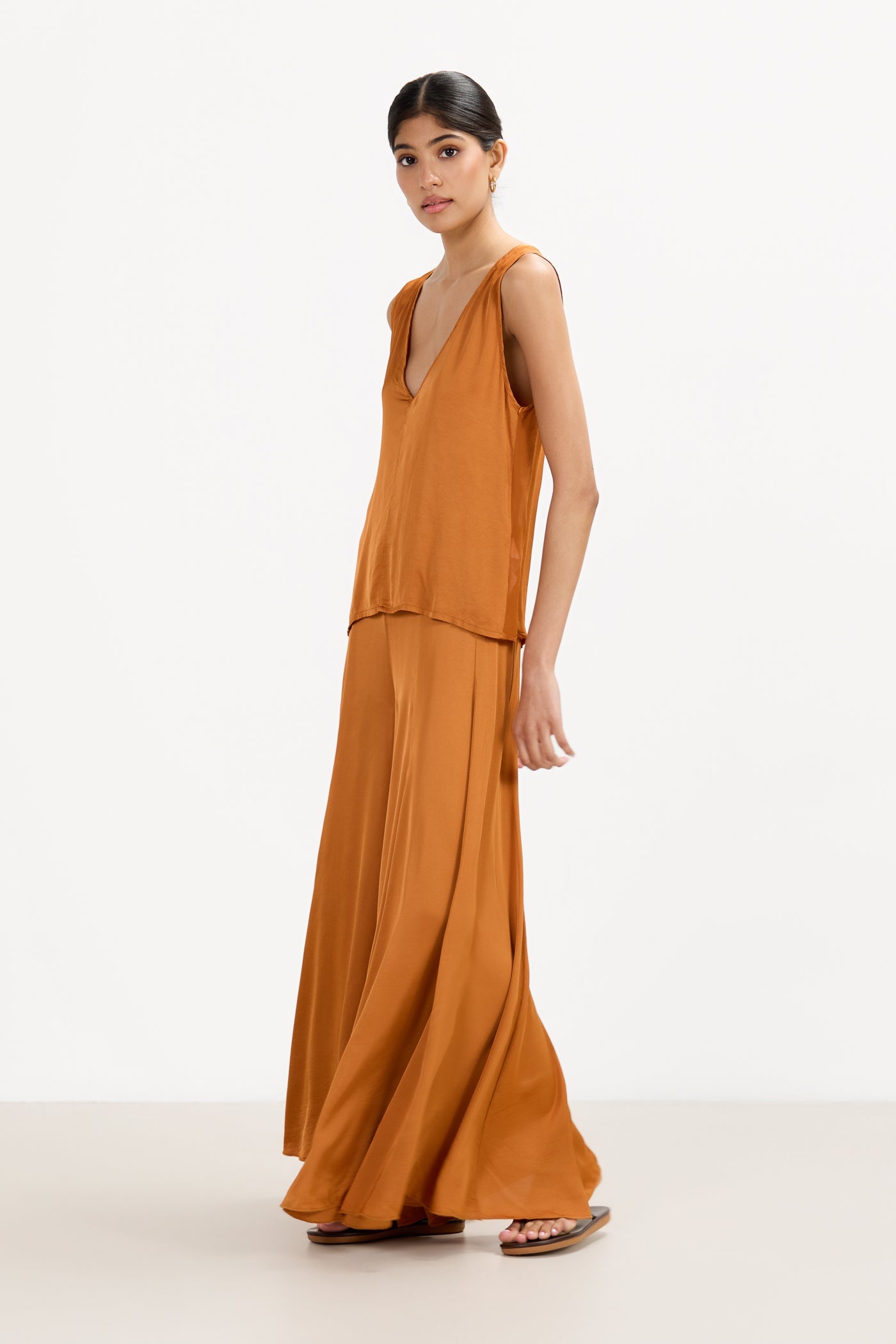 Gigi Satin Trousers | Sunset Orange