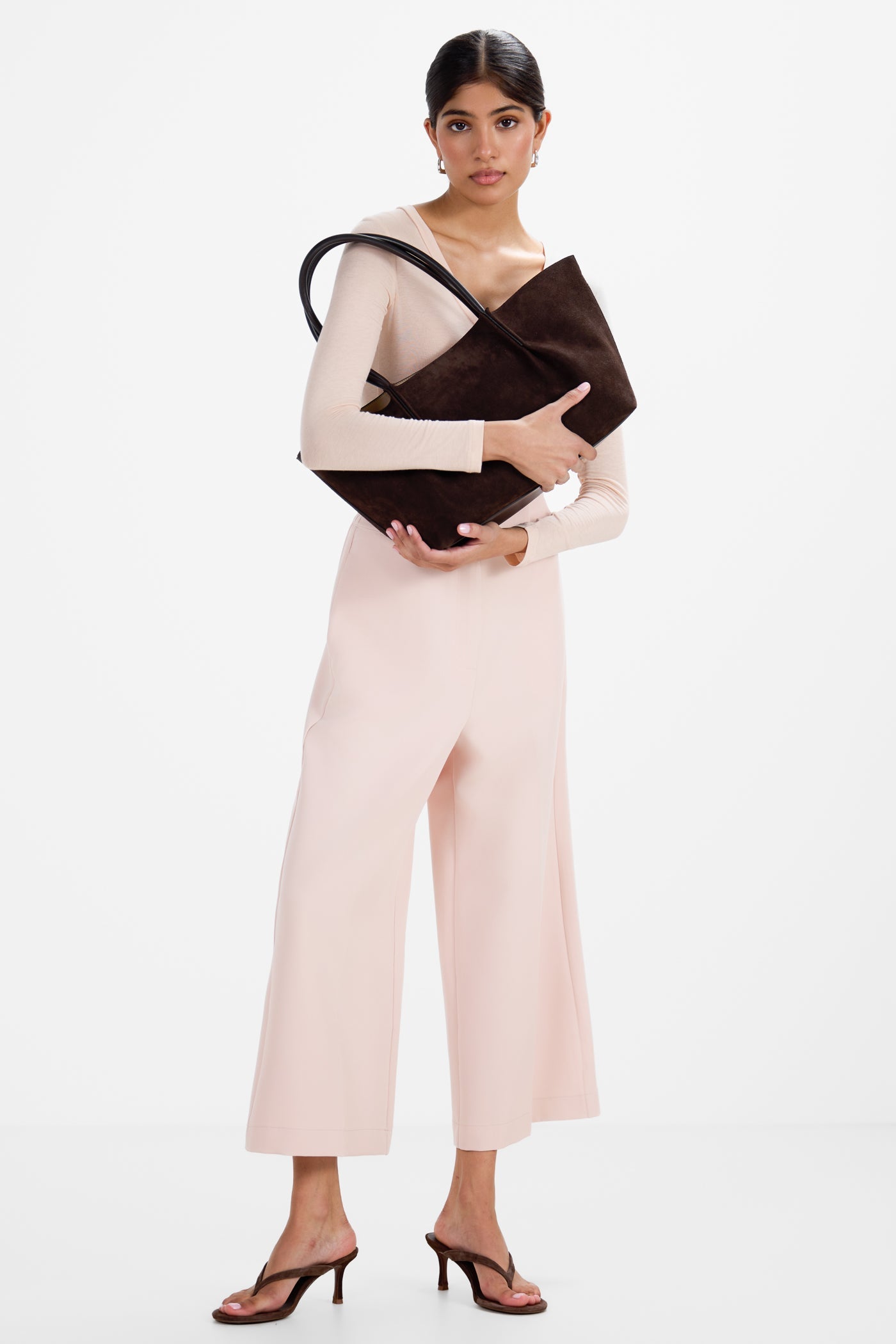 Sylvie V Neck Featherweight Top | Blush | Modal-Silk