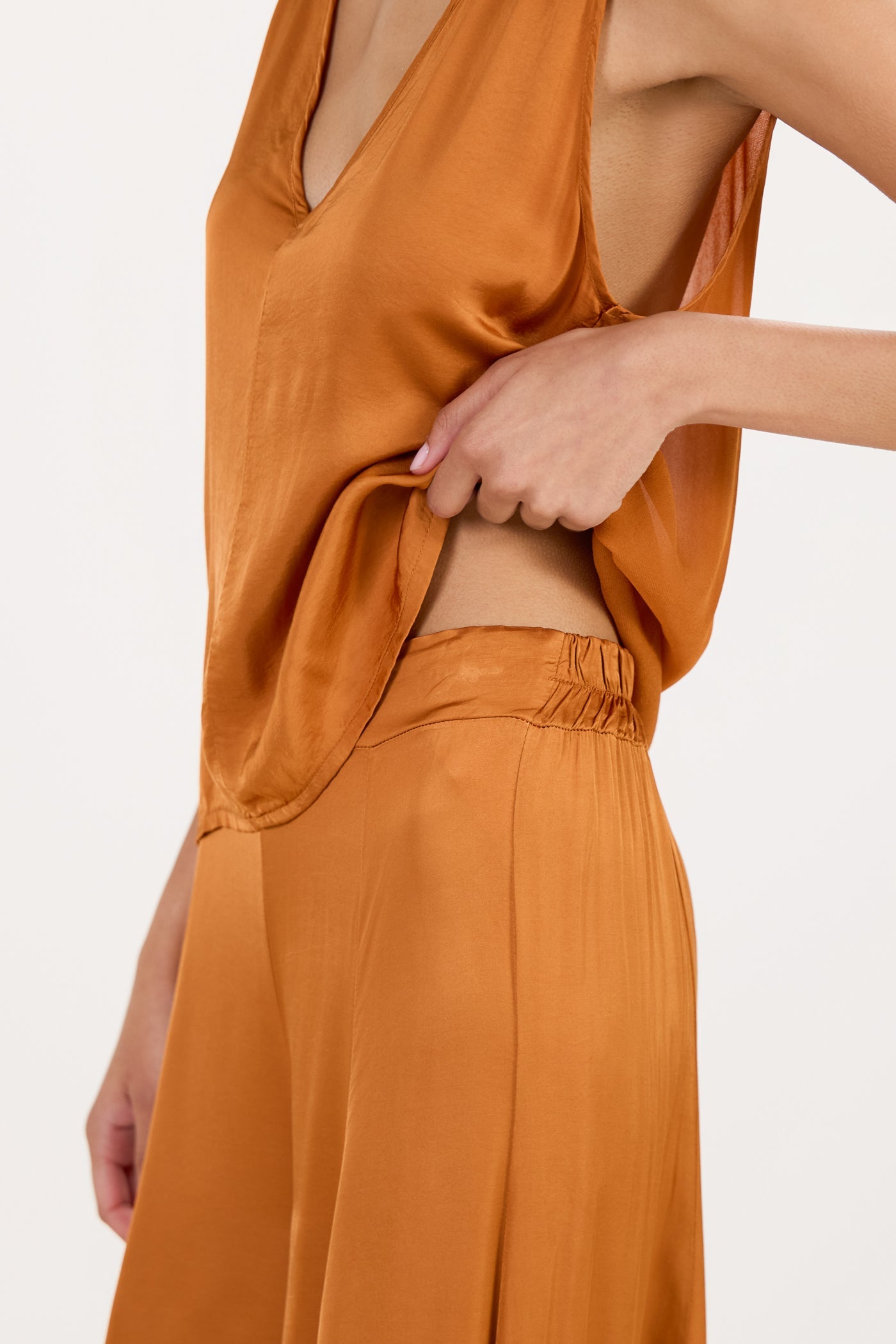 Gigi Satin Trousers | Sunset Orange