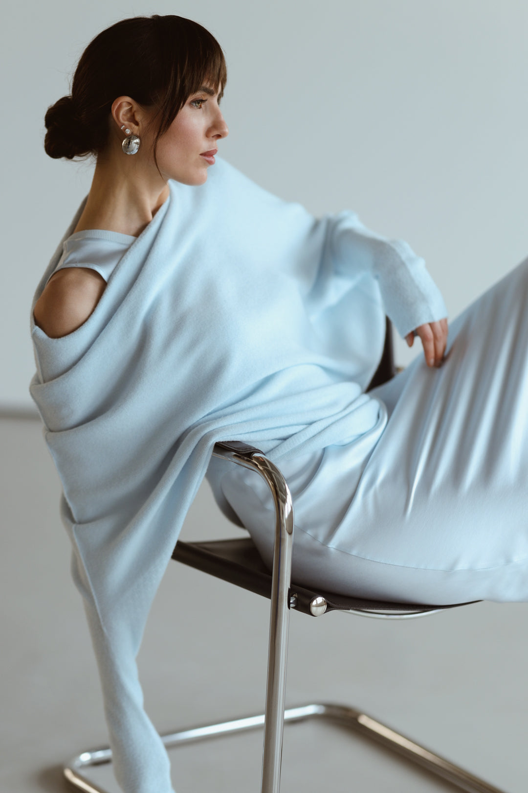 Asymmetric Draped | Glacier | Seamless Knit
