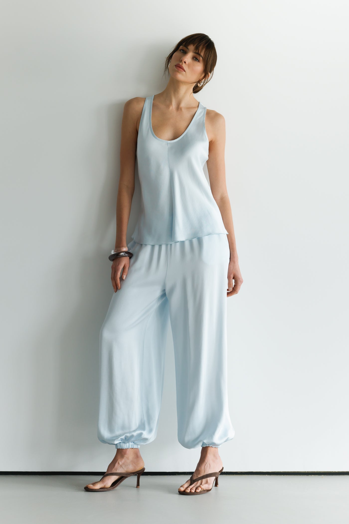 Demi Satin Vest Top | Glacier