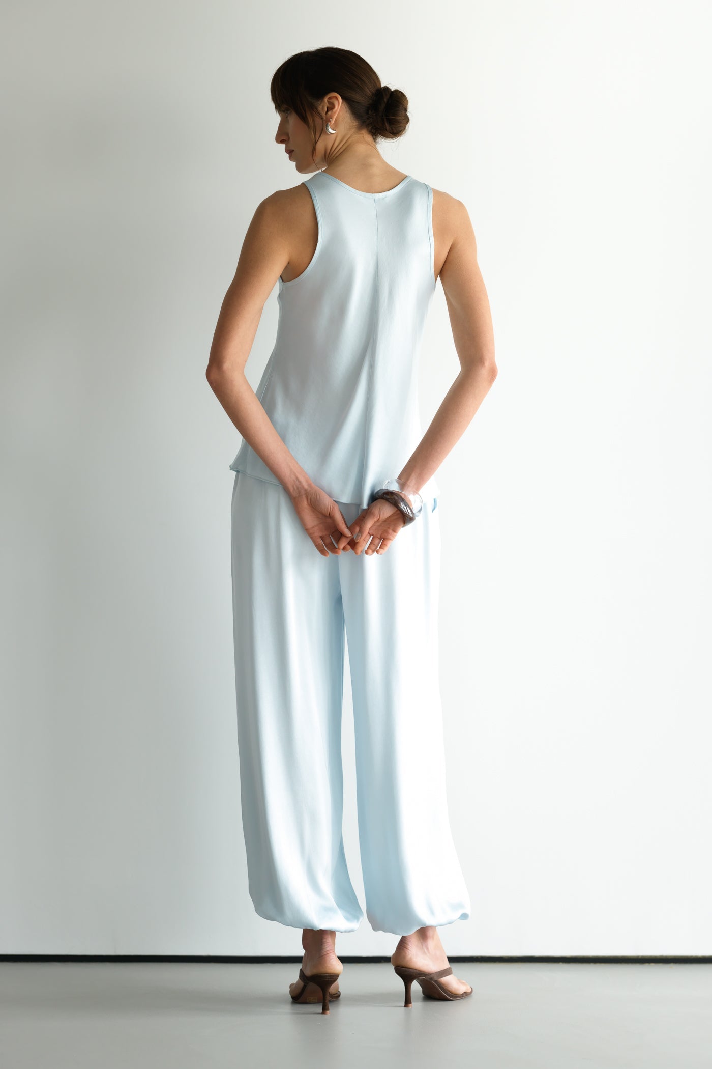 Demi Satin Vest Top | Glacier