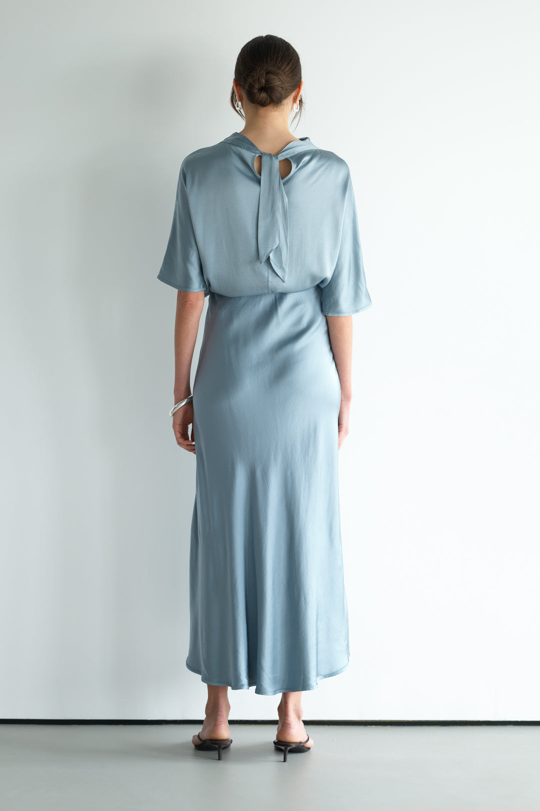 Camilla Bias Satin Skirt | Dusty Blue