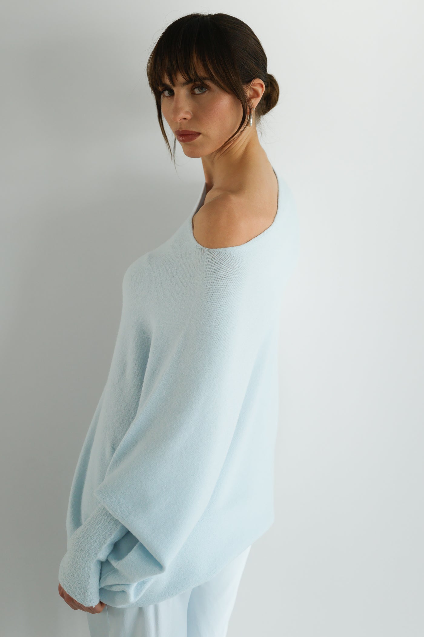 Asymmetric Draped | Glacier | Seamless Knit