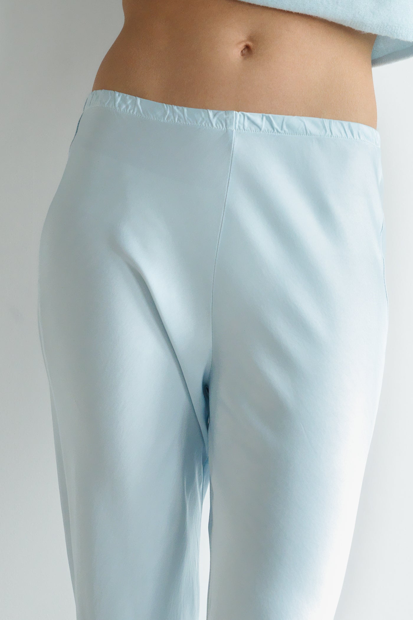 Genet Elastic Waist Bias Satin Trousers | Glacier